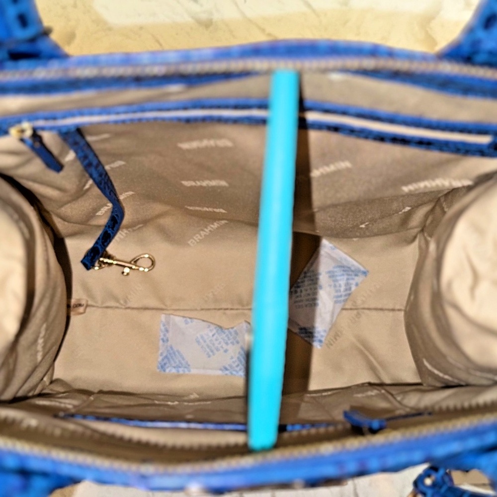 Brahmin Blue Cobalt Potion Caroline Satchel STUNNER Brand New! ALL TAIL Rare - Picture 14 of 16